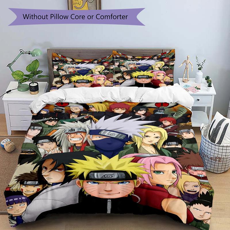 Naruto Legacy Leaf Village Print 3Pcs Bedding Setduvet Cover With 2 Bedropillowcase Home Birthday Gift