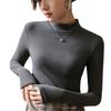 Autumn and Winter Women's Bottoming Shirt Half-high Neck Dralon Inside The Padded Long-sleeved Mid-collar Solid Color Slim Bottoming Clothes