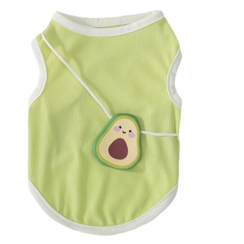 Spring and Summer Thin Cool Avocado Satchel Cat Vest Breathable Small Dog Pet Clothing Puppy Dog Clothes