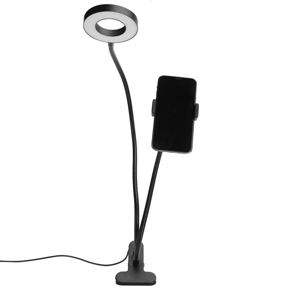 2 в 1 светодиодная кольцевая лампа для селфи с держателем для мобильного телефона, регулируемая настольная лампа для прямой трансляции