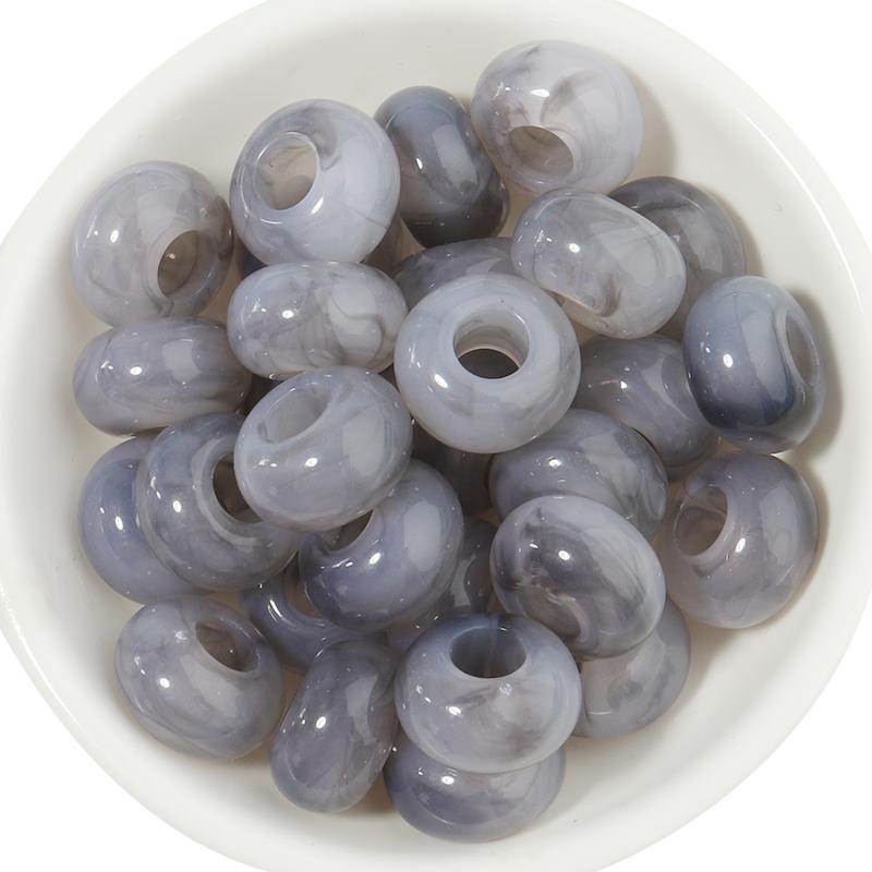 50pcs/lot Colorful Round Acrylic Beads Big Hole Loose Spacer Beads For Jewelry Making DIY Necklaces Bracelets Accessories