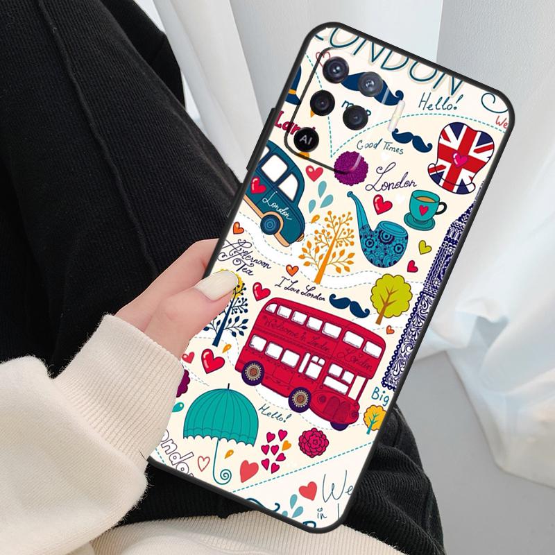Лондонский Автобус Англия Биг Бен Для OPPO Find X3 X5 Pro A5 A9 A31 A53 A15 A16 A52 A72 A83 A91 A93 A94 A54 A74 A53S Чехол
