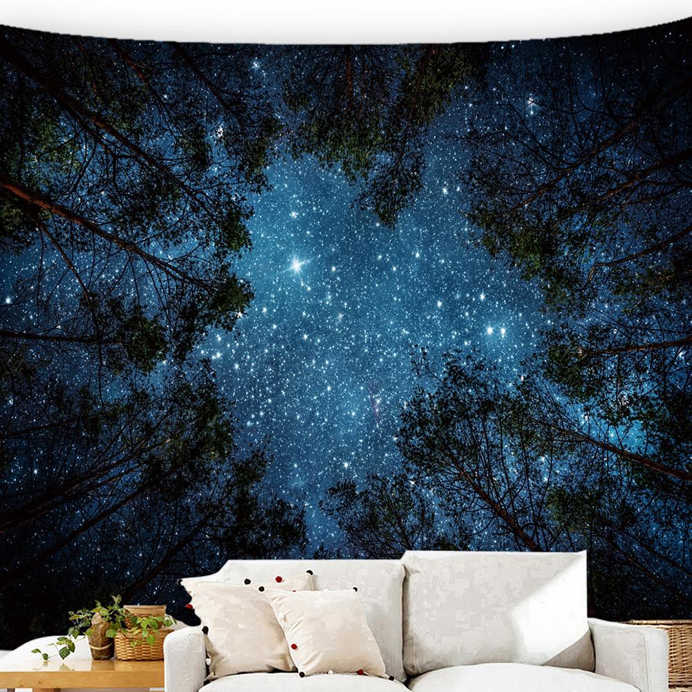 Digital Forest Starry Night Sky Printing Wall Hanging Tapestry Home Decoration