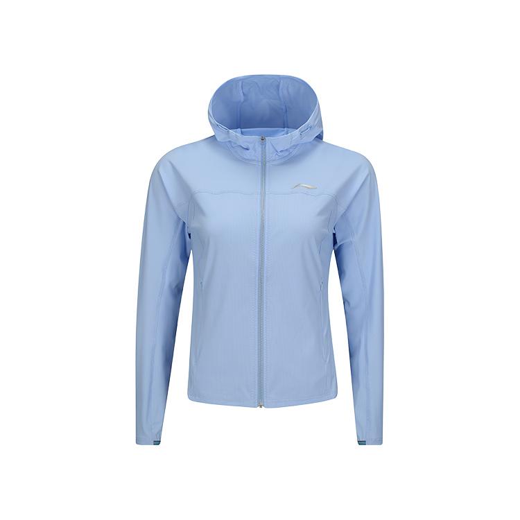 Li Ning Теннисная Серия Минималистичный Логотип Бренда Ветрозащитный Теплый Ветровка с Капюшоном и Длинным Рукавом Женская Верхняя Одежда Снежно-Голубой AFDV828-2