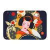 Custom Kawaii Maneki Neko Lucky Cat Doormat Non-Slip Entrance Bath Kitchen Floor Door Mat Japanese Geisha Art Garden Carpet Rug