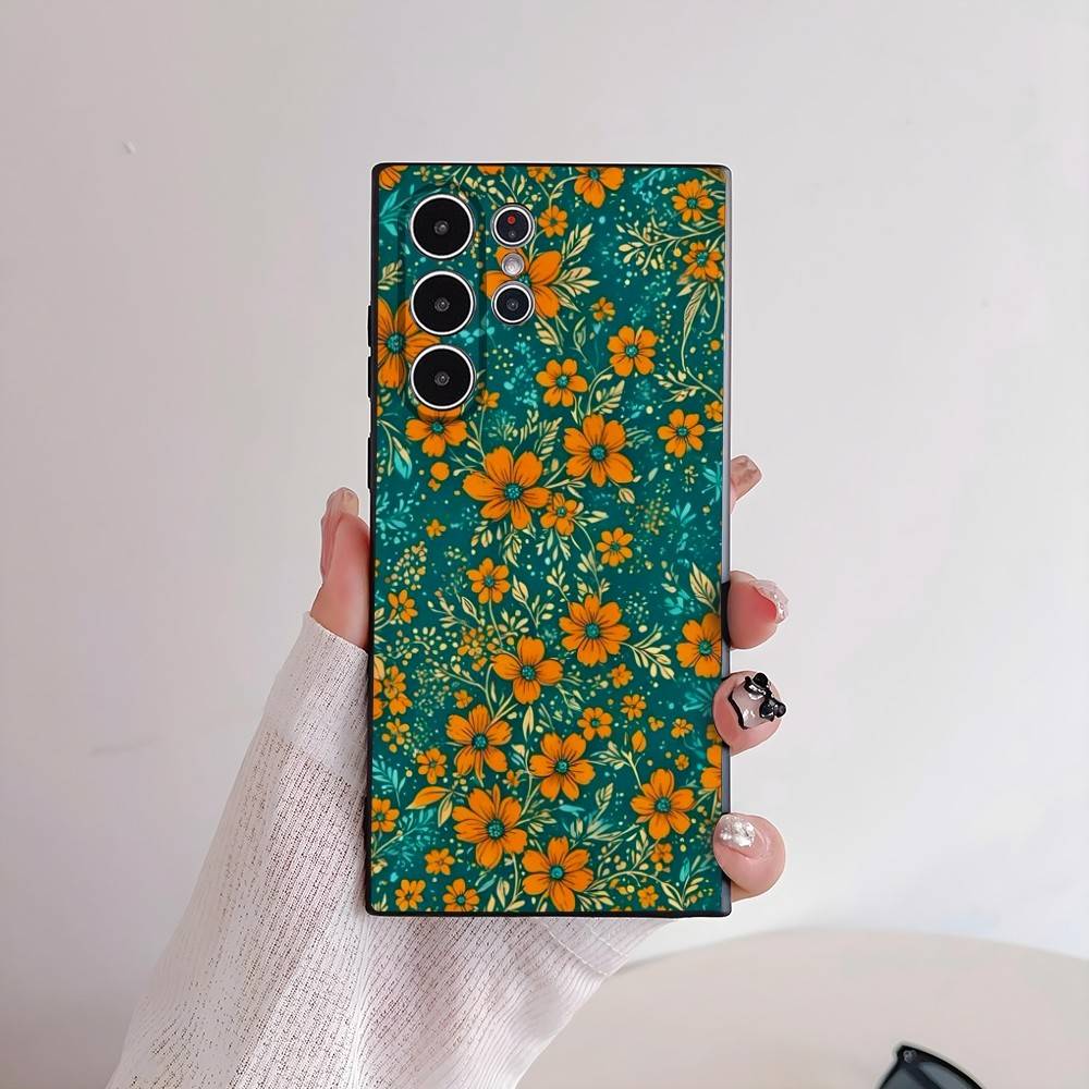 INS Модный чехол для телефона с цветами для Samsung Galaxy S25 S24 S22 S23 Ultra S21 S20 Plus 5G Матовый нескользящий чехол-бампер Мягкий чехол