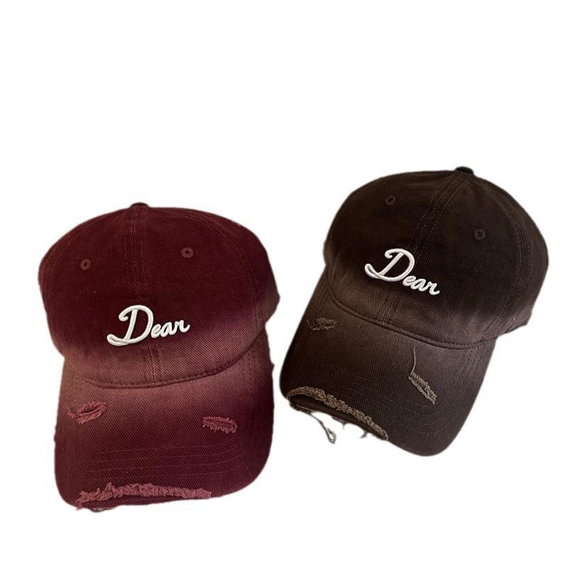Women's new autumn and winter hats with letter embroidery and gradient color baseball caps, Japanese retro casual versatile personalized duckbill