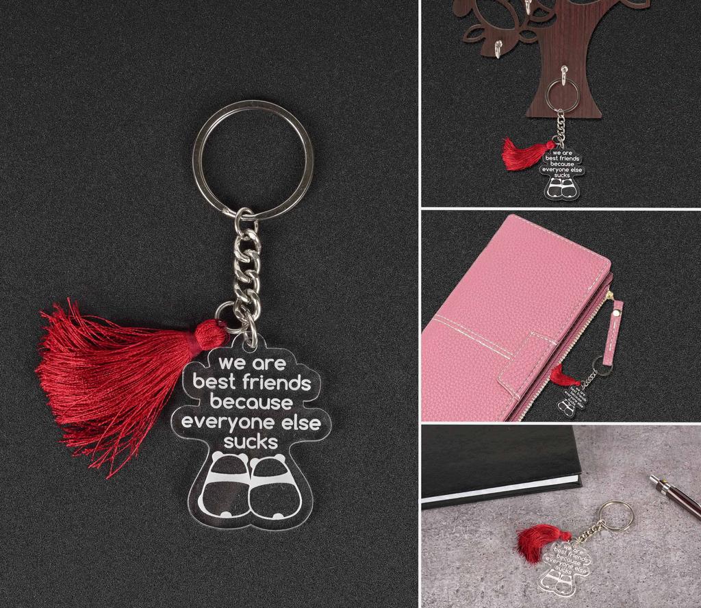 Inkdotpot Funny Keychain, We Are Best Friends Because Everyone Else Scks Acrylic Engraved Keychain, Funny Adult Bff Humour