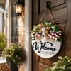 Flower Welcome Sign 2D Flat Wall Art Ornaments Door Wreath  Home Decor