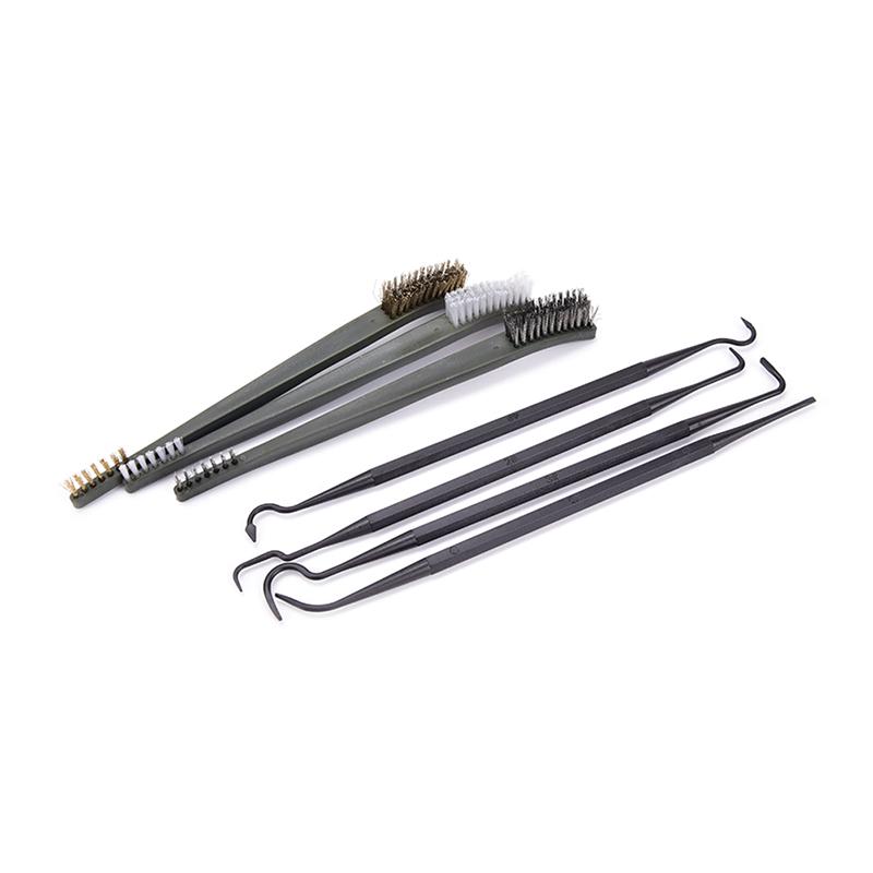 Набор инструментов для чистки оружия, двухсторонний, 3 стальных щетки и 4 нейлоновых отмычки