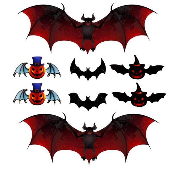 Bat Sticker PVC Spooky Living Room Bedroom Background Wall Decoration Flying Pumpkin Decal Party