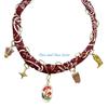 HX6F Fashionable Necklace For Stylish Ladies Multi Pendant Fabric Stainless Steel