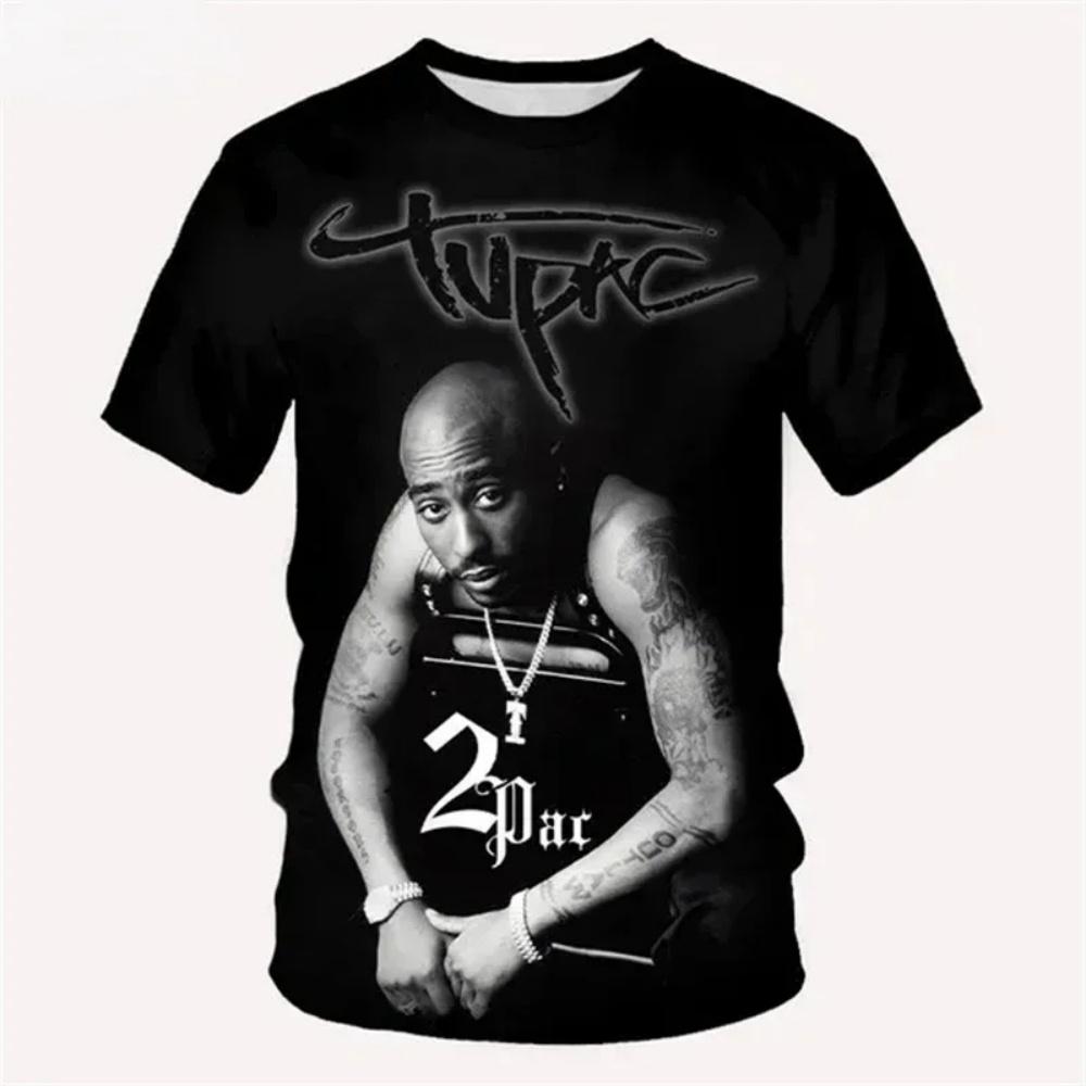 Новая футболка Харадзюку Мужская футболка Мода 2pac Графические футболки Хип-хоп Мужские футболки Летние топы Футболки Мужская дизайнерская одежда