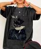 Cute Rabbit Hugs Carrots Cartoon Printed Washed Used Womens Large Tshirts
