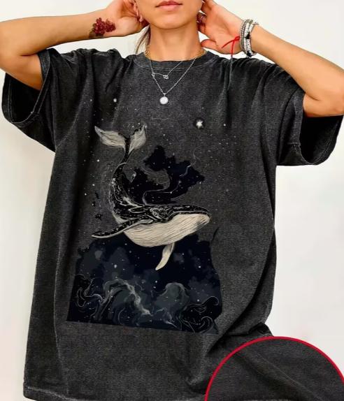Cute Rabbit Hugs Carrots Cartoon Printed Washed Used Womens Large Tshirts