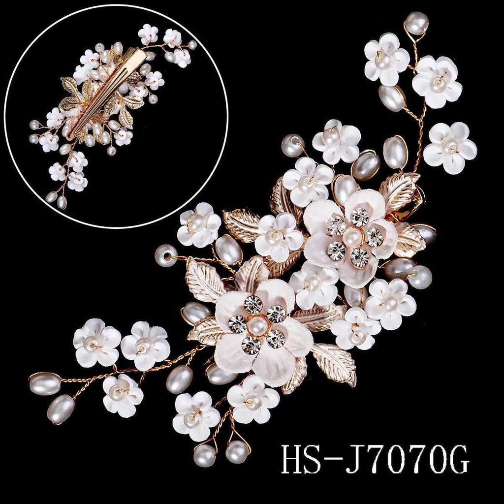 Сделанный вручную свадебный гребень для волос с цветком из жемчуга и страз и листьями