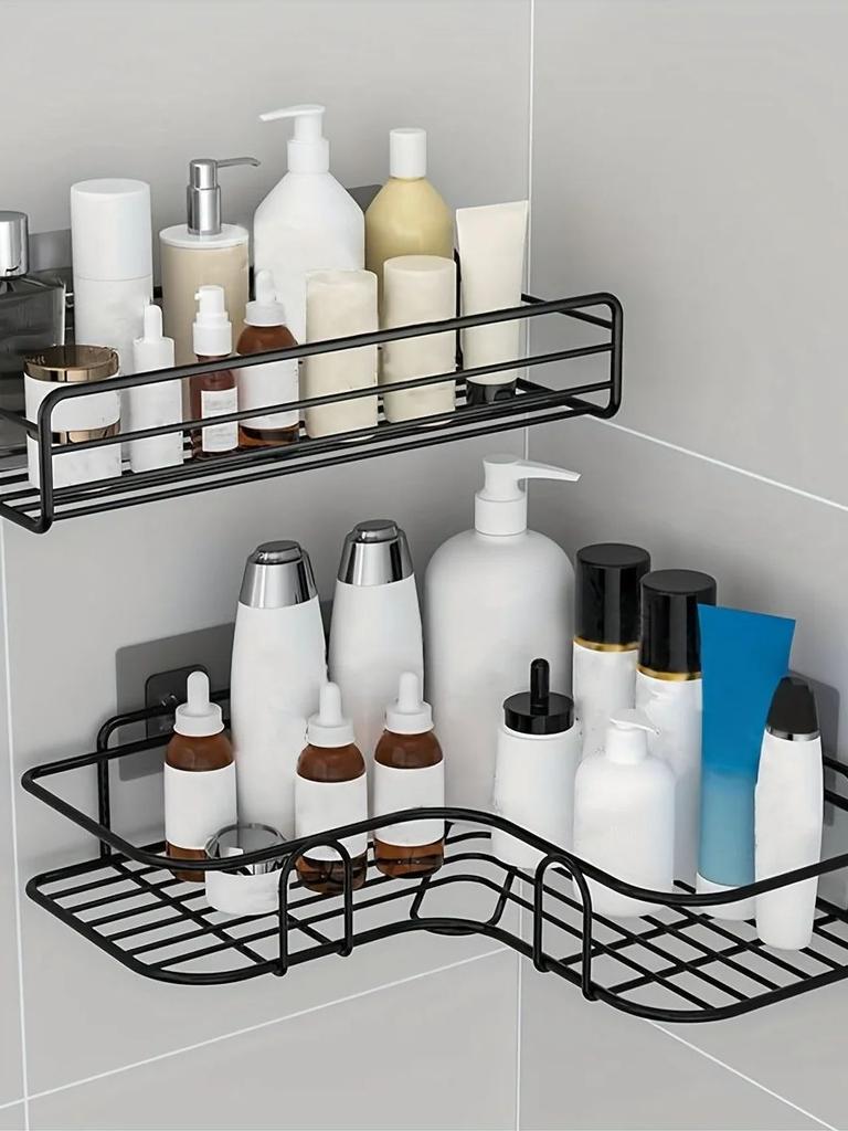 2 Полки для ванной Полка для душа Полка для хранения шампуней Кухонная угловая полка для специй Настенная полка без сверления Аксессуары для ванной