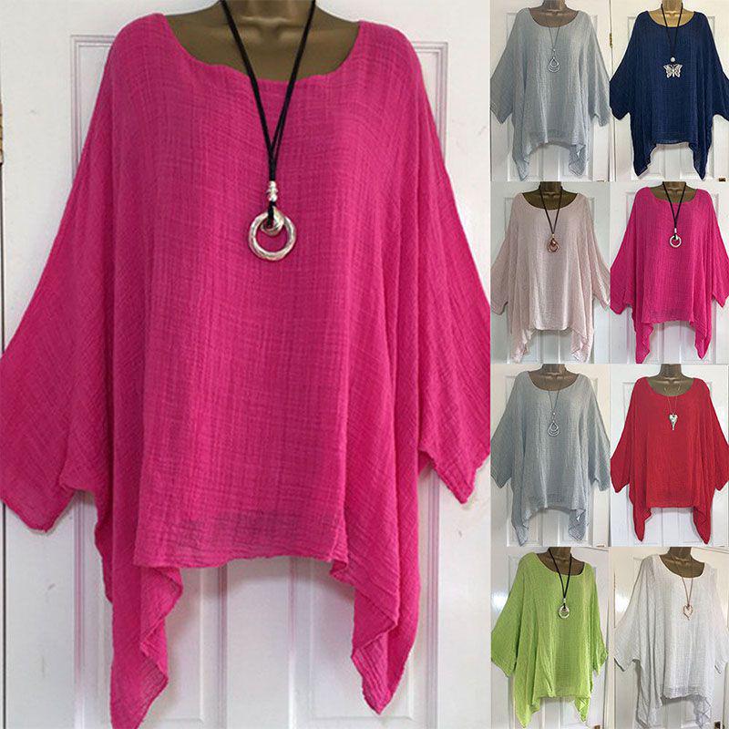 Модная женская футболка-кафтан большого размера с неровным подолом для универсального повседневного образа