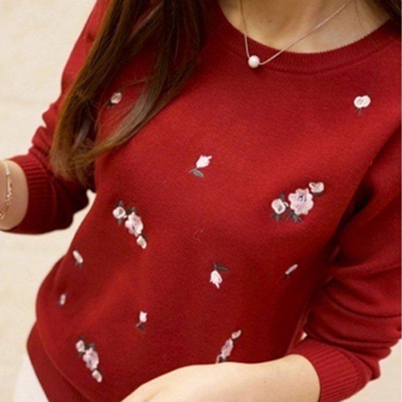 6 цветов свитер женский вышивка вязаный зимний теплый женский свитер пуловер свитер