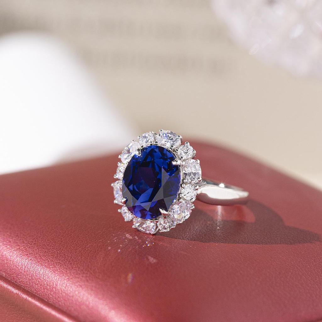 2025 Yuntong 925 Silver Lab-Grown Blue Sapphire & Diamond Pendant Necklace for Women, European & American Style.