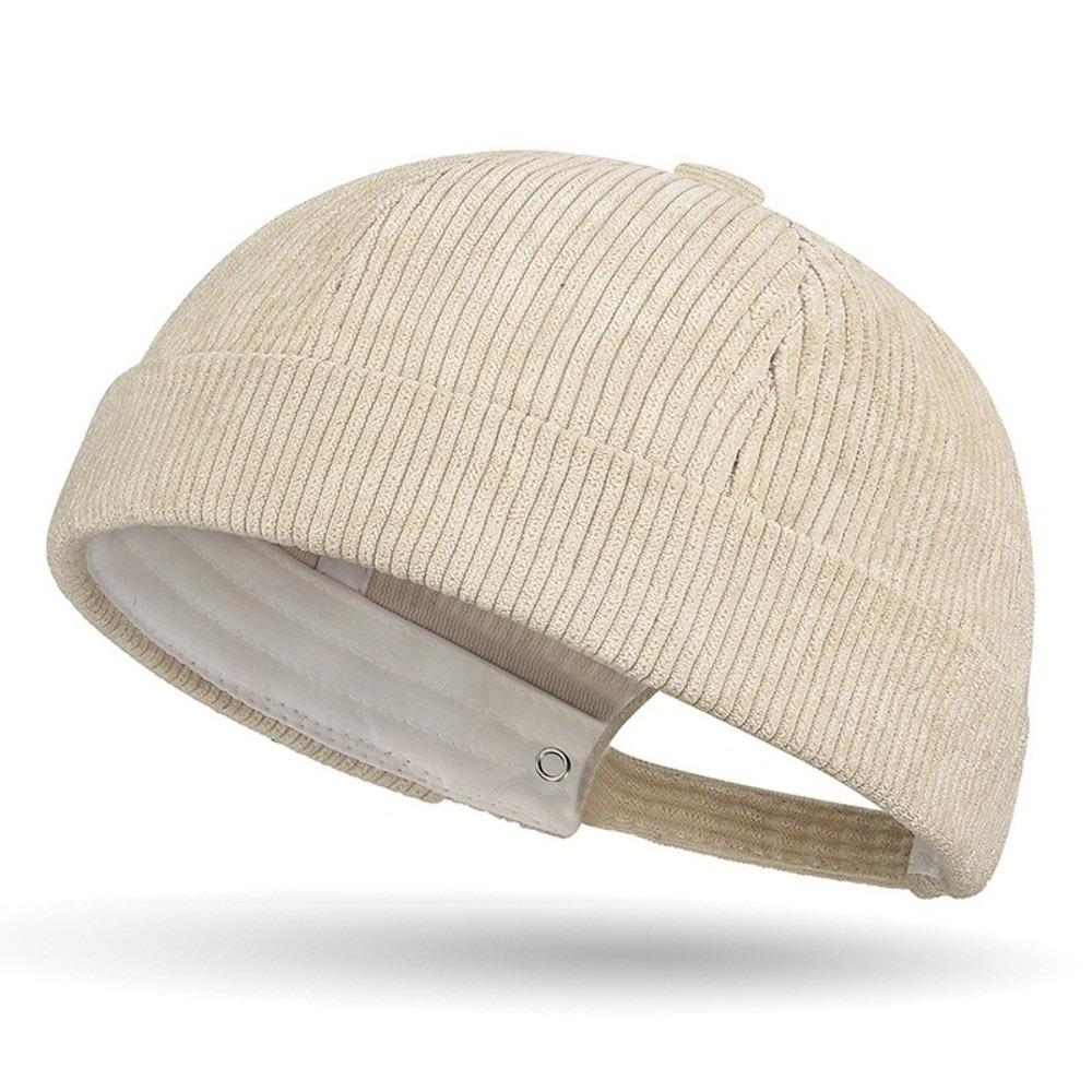 Retro Corduroy Brimless Cap Streetwear Landlord Hat Vintage Beanie Docker Caps Men Women