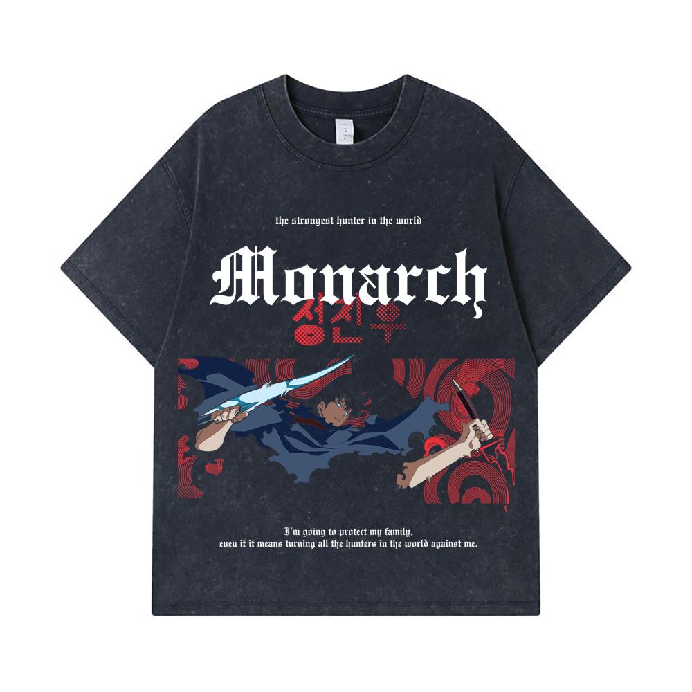 275 GSM Washed T-shirts 100% Cotton Solo Leveling V10 Print Unisex Heavy Cotton T Shirt