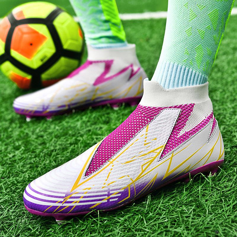 Мужские футбольные бутсы с длинными шипами и высокой лодыжкой, футбольные бутсы AG/TF, детские уличные бутсы для травы, футбольные бутсы, тренировочные спортивные футбольные бутсы