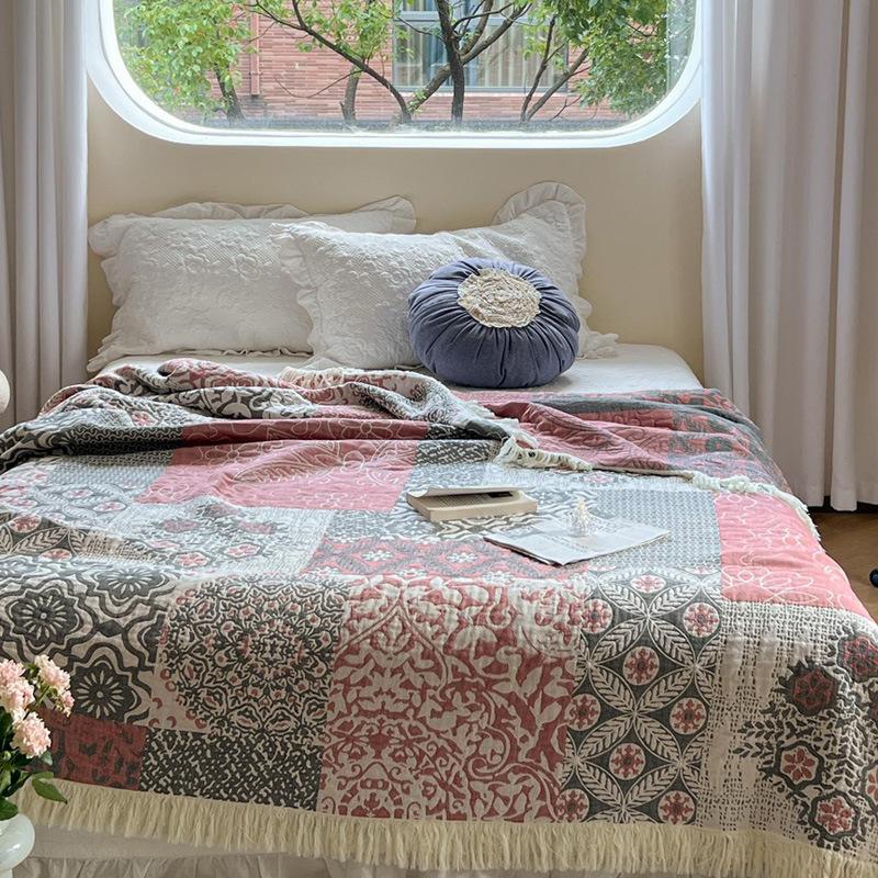 Четырехслойное хлопковое муслиновое покрывало Плед на диван Утолщенное полотенце Одеяло Односпальное Двуспальное Для обеденного перерыва Летнее Прохладное одеяло Чехол-плед для дивана Для взрослого