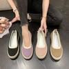 Женские летние туфли-лодочки с круглым носком и мелким вырезом, на толстой подошве, удобные, дышащие, слипоны, повседневные