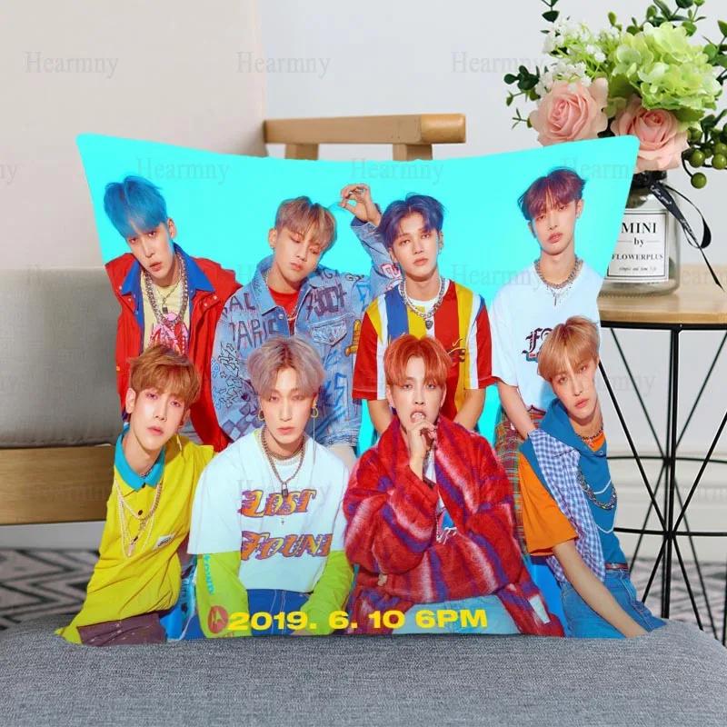 Индивидуальная наволочка KPOP ATEEZ для спальни, домашнего офиса, декоративная наволочка, квадратная, на молнии, атласная, мягкая, не выцветающая
