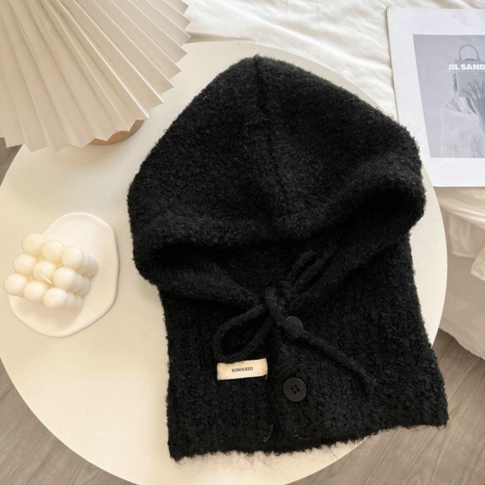 Drawstring Winter Hat Warm Hooded Scarf Cap Fashion Neckerchief Hat Women Girl