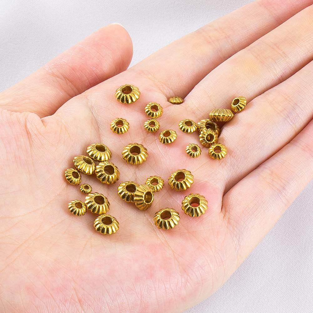 10pc 20pcs 4/5/6/8mm Stainless Steel Daisy Flower Spacer Beads Gold Plated Loose Bead Cap DIY Needlework Jewelry Making Bracelet