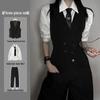 Unisex High-End Black Slim Fit Notch Lapel Suit Vest Set for Spring & Autumn