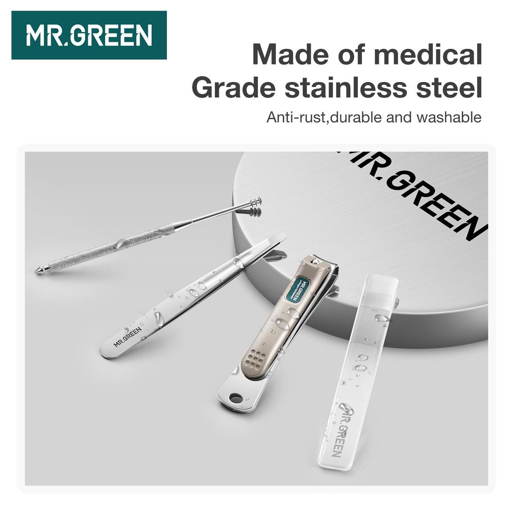 MR.GREEN Portable Manicure Set Pedicure Kit Stainless Steel Nail Clippers Tool Travel Grooming Case Gift Box Nail Scissors Set