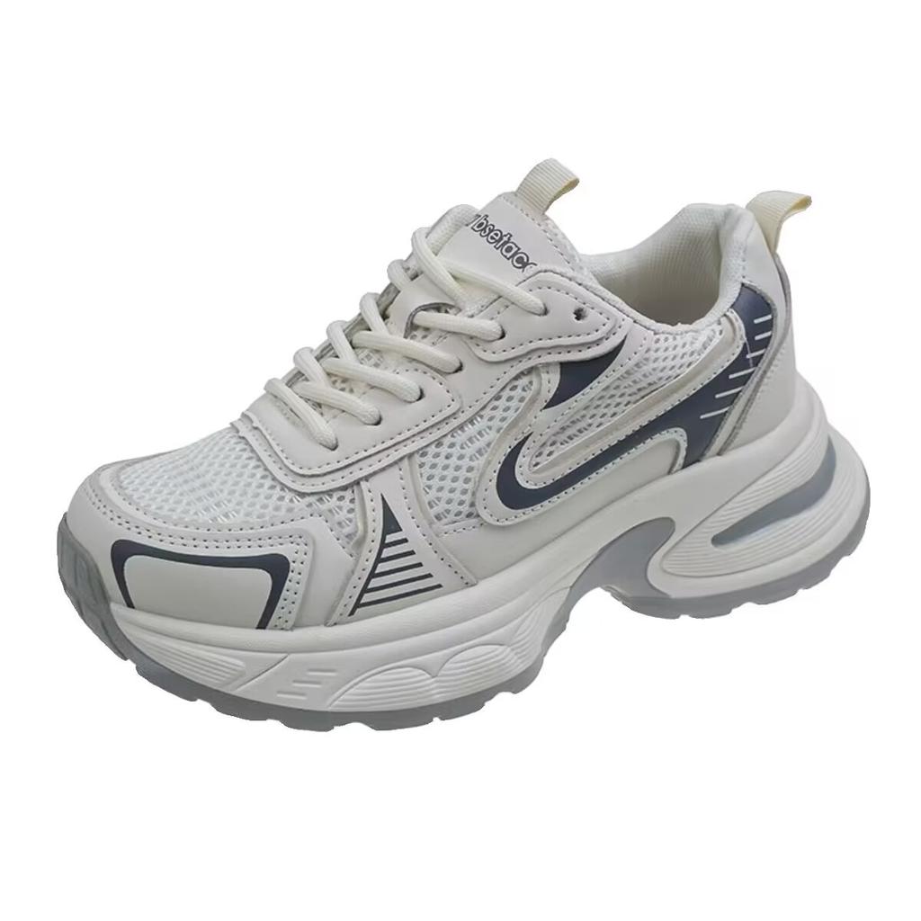 Популярные сетчатые дышащие кроссовки на толстой подошве для женщин, новинка 2025 года, весенняя спортивная женская обувь для отдыха, визуально уменьшающие кроссовки для бега