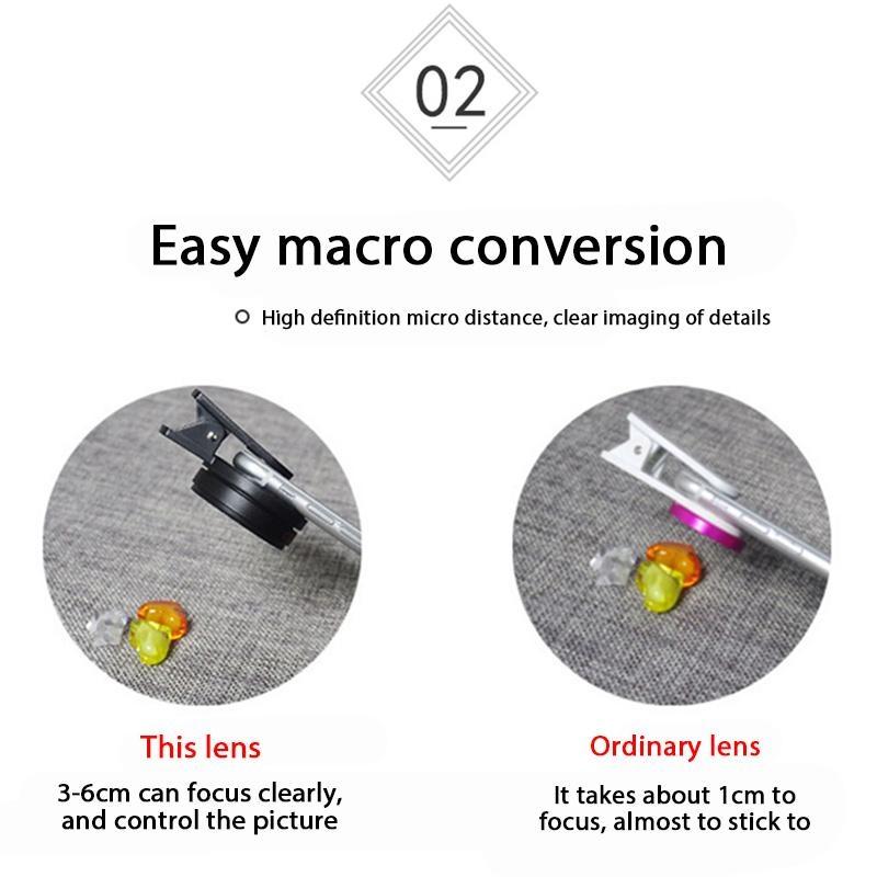 Mobile Phone Fish Eye Lens 0.45X Super Wide Angle Len & 12.5X Macro HD Camera Lens Universal iPhone 13 12 11 Android Phone