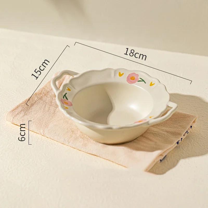 Ретро Цветочная Керамическая Тарелка Модная Креативная Вкусная Суповая Чаша Домашняя Послеобеденная Чашка Десерт Фруктовые Тарелки Изысканная Рыбная Тарелка