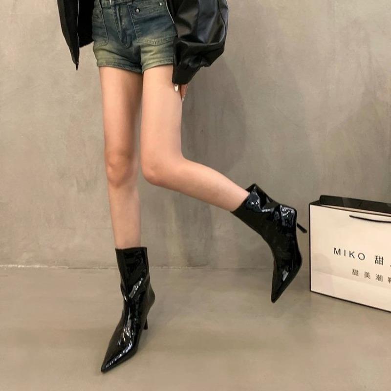 Fashion Autumn Winter New Womens Ankle Boots Fashion 2024 High Quality Solid Color Pointed Toe Outdoors Women's Stiletto Boots