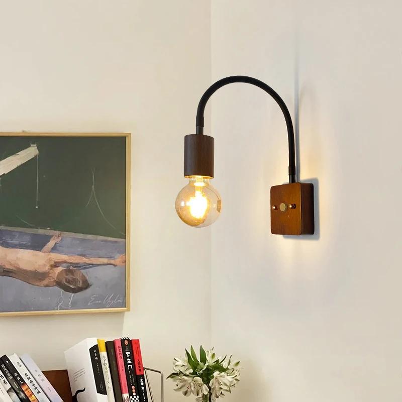 Светодиодный настенный светильник в стиле ваби-саби, винтажное внутреннее освещение, регулируемый вращающийся ночник для спальни, столовой, кафе, теплая белая лампочка