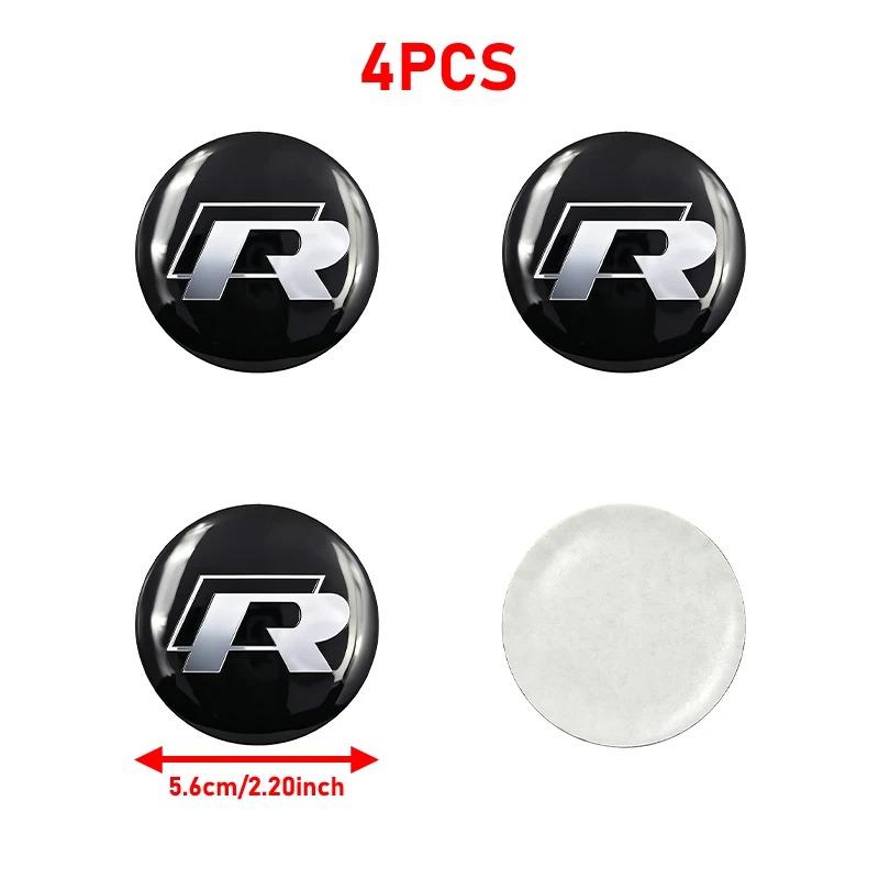 2026 New 4Pc 56mm 60mm 65mm Car Logo Wheel Center Hub Caps Badge Sticker Emblem Decals For VW GTI Golf 6 Polo R-Line CC Passat Tiguan B7 NL9