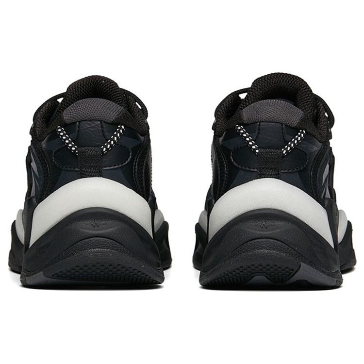 Anta Pulse Fabric Synthetic Leather Non-Slip Wear-Resistant Breathable Low-Top Dad Shoes Women Sneaker Black 122148833R-3