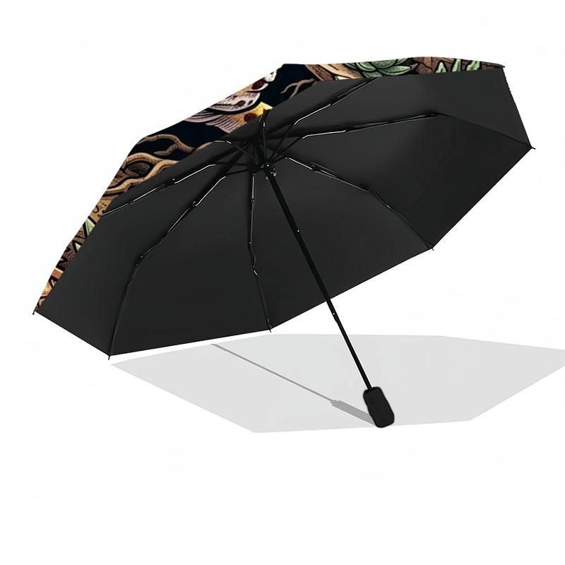 Desert Gecko Mandala pattern umbrella, portable and foldable design, 8 ribs, a casual accessory for Halloween, Christmas, and birthday gifts.