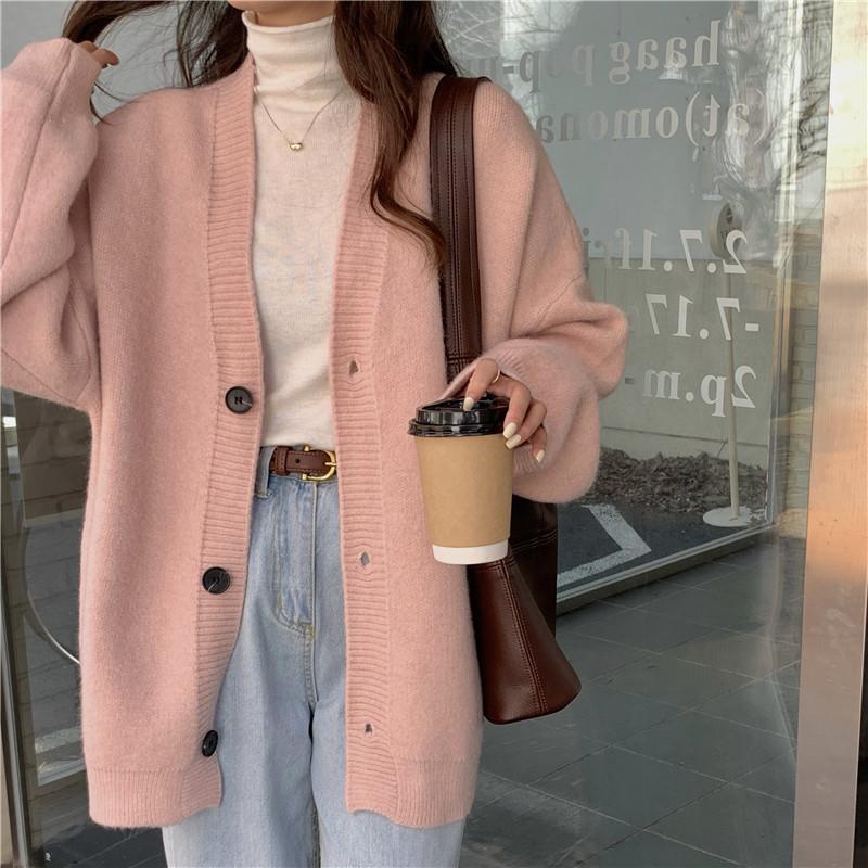 Autumn Women Sweater Knitting Basic Fashion Cardigan Long Sleeve Korea Shirt Loose Casual Show Thin Solid Coat