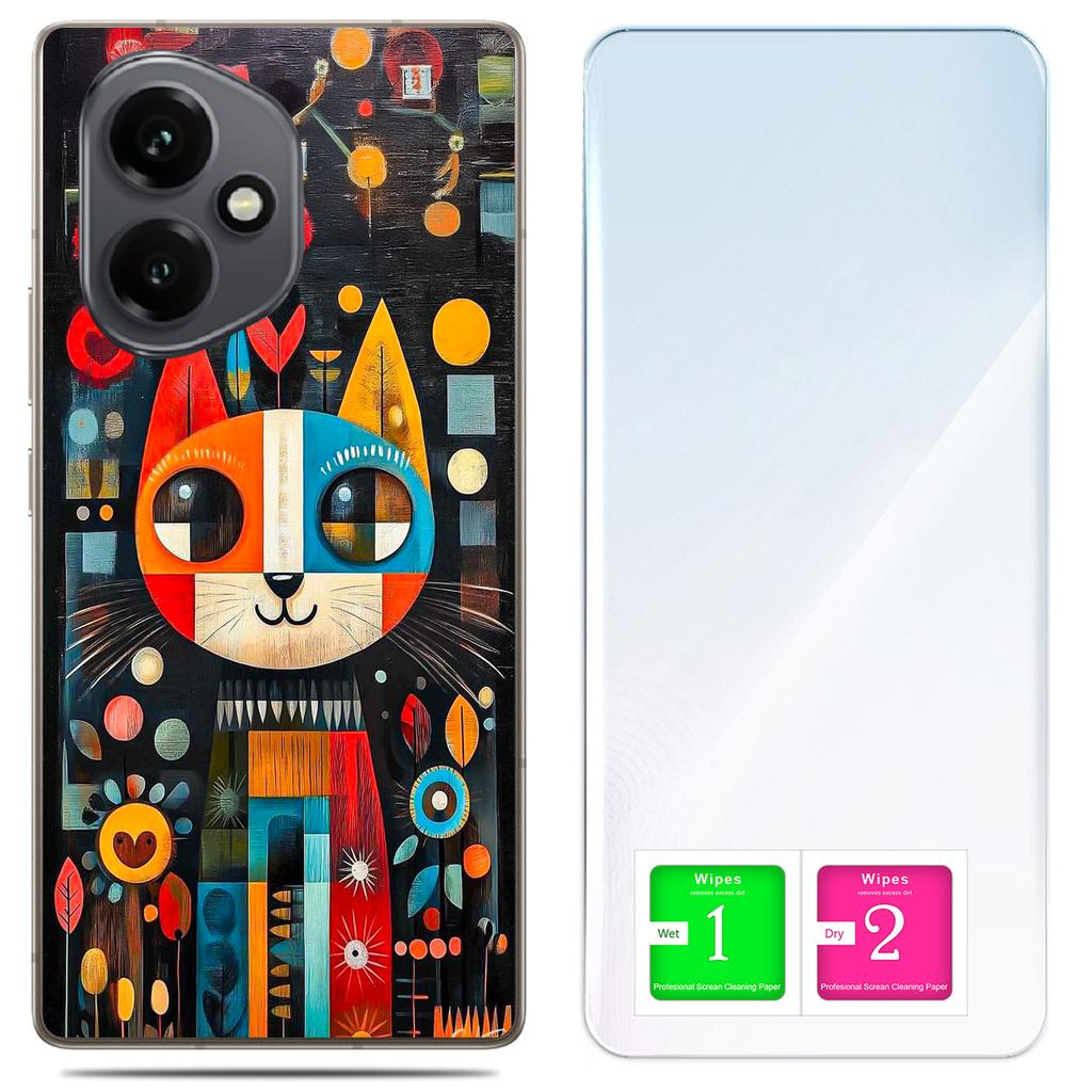 Etui Do Honor X7D / 400 Smart Obudowa Foto Case Plecki Kot + Szkło 9H