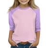 Tops For Youth Girls 4-16 Years Round Neck 3/4 Sleeves T-Shirts Trendy Tops Outfit Tees