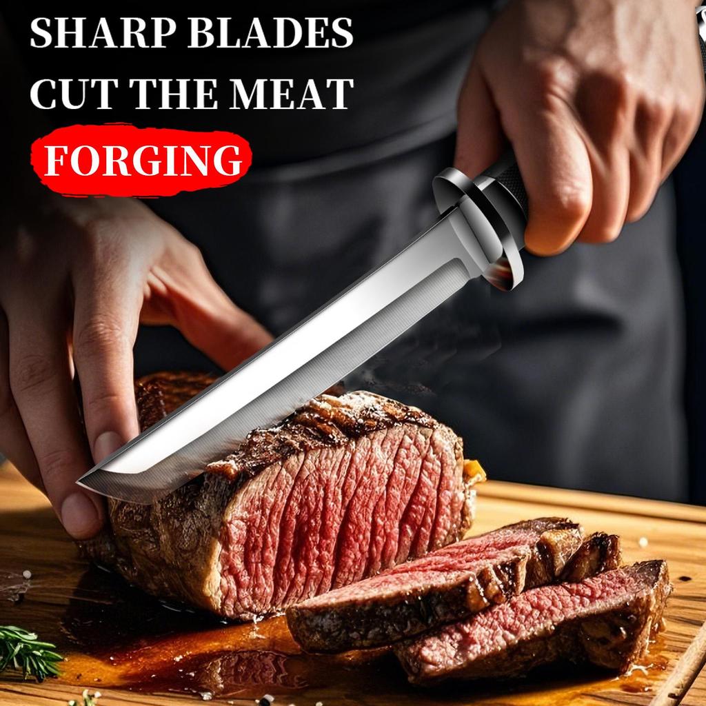 Японский нож из нержавеющей стали в стиле самурая с ножнами - Портативный многофункциональный кухонный нож для мяса, фруктов и продуктов