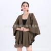 Autumn Double Hairball Multi-Use Large Size Cape Shawl Women'S Outer Knitted Cardigan 0824 #