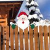 Christmas Fence Ornaments Wooden Peeking Santa Yard Decor Weatherproof Indoor Outdoor Decoration for Lawn Garden Fence