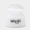 Korean Fashion Babygirl Embroidered Letter Knitted Hat Women's Trendy Round Machine Cold Hat Autumn Winter Street Hat