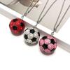 1x Bling Rhinestone Football Car Pendant, Crystal Soccer Rearview Mirror Hanging Ornament,6 Colors
